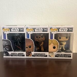Darth Vader, Chewbacca & Luke Skywalker Funko Pops